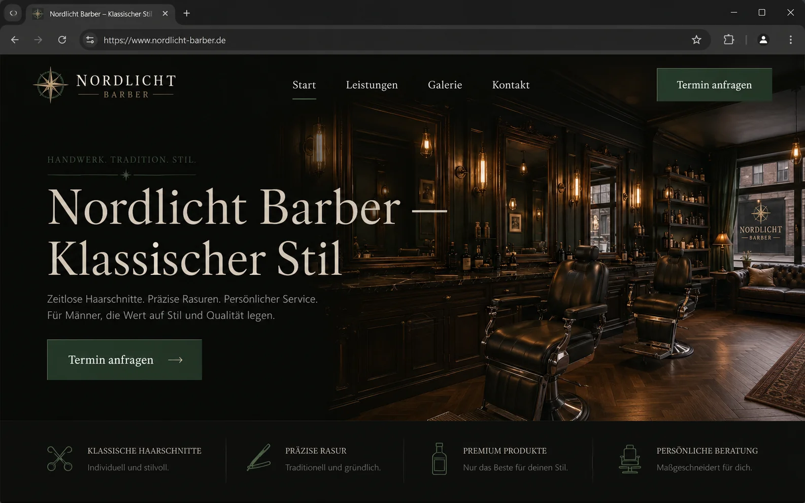 Nordlicht Barber — Demo-Website Screenshot
